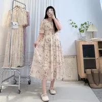 温柔优雅【奈良花园】气质显白大码胖mm高腰显瘦遮肚中长款连衣裙