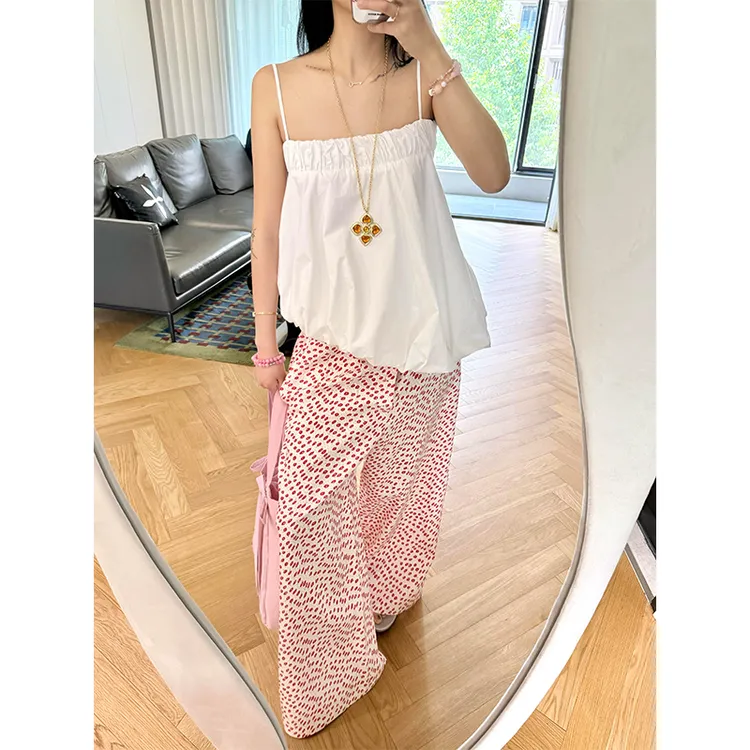 【简约纯色】韩系甜美休闲睡衣女夏季新款吊带长裤可外穿家居服套装