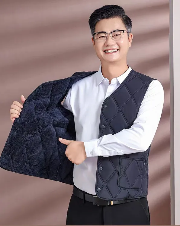 男士秋冬多口袋棉马甲加绒加厚大码中老年人保暖背心内穿爸爸马甲