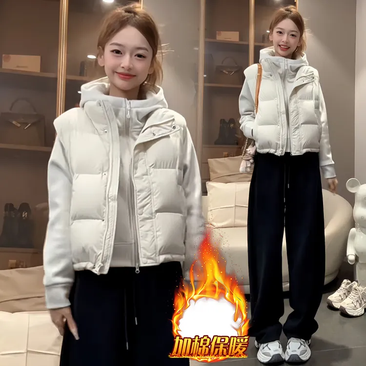 洋气减龄无袖马夹女2025年冬季新款宽松百搭坎肩短款立领背心上衣