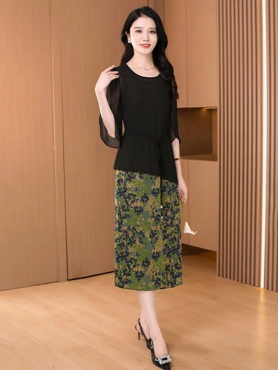 雪纺品牌上衣连衣裙女夏2025新款气质轻奢高级感贵夫人女裙子