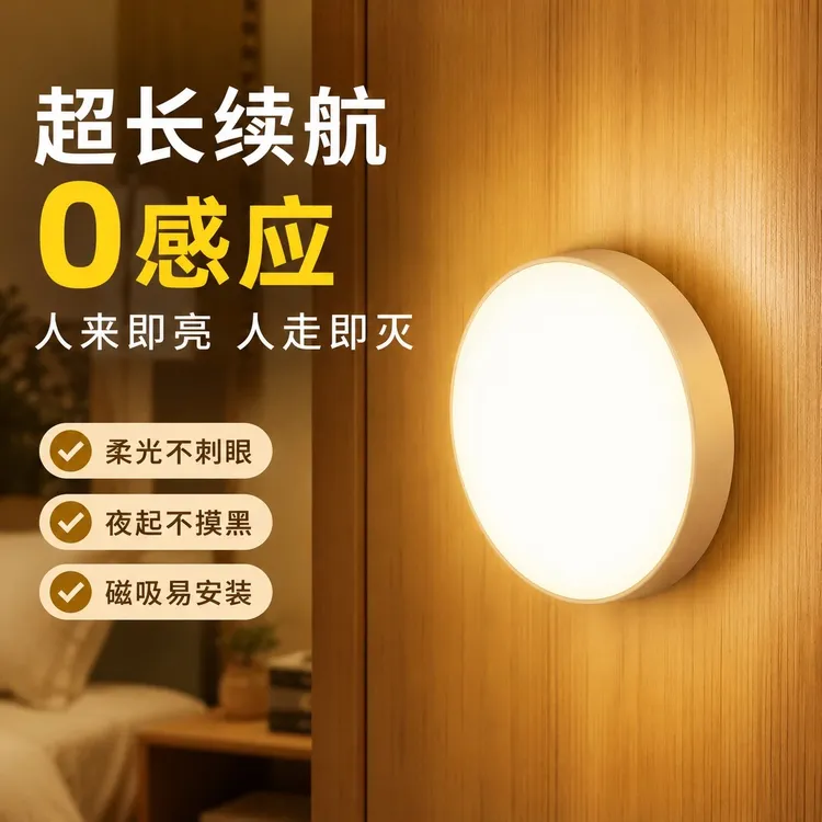 智能感应灯LED灯智能无线人体感应灯家用过道楼梯声控光控磁吸灯