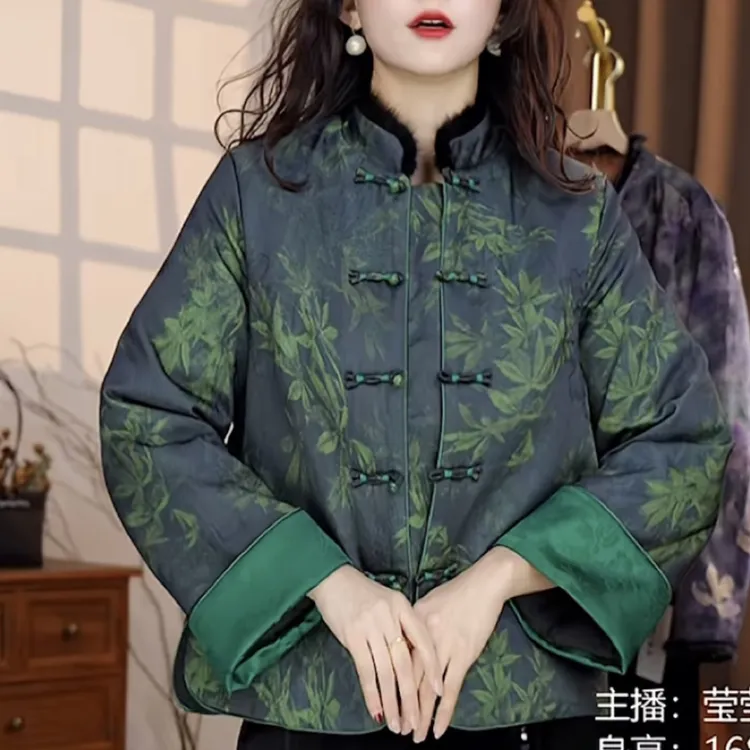 新中式国风盘扣棉服外套女宽松加厚保暖百搭复古棉衣秋冬新款唐装