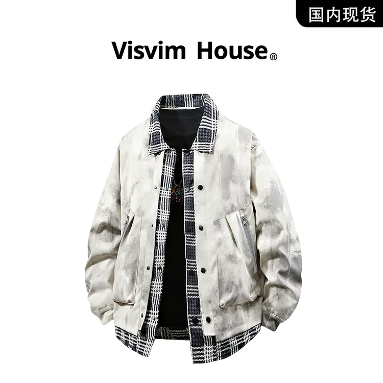 【品牌现货撤柜】VISVIM HOUSE春秋新款大码假两件扎染男士夹克外套