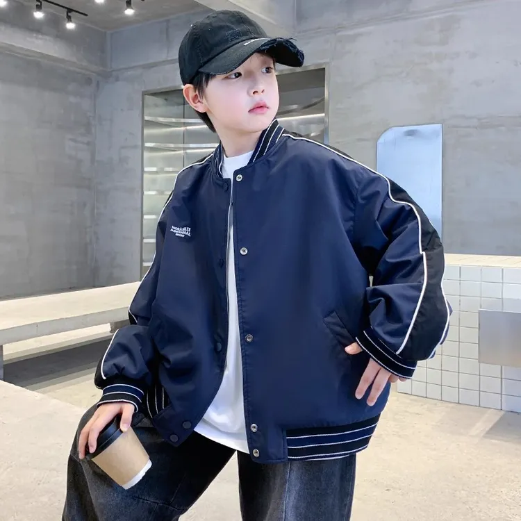 男童两面穿夹克外套春秋新款2025儿童上衣潮酷刺绣棒球服男孩时髦