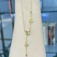 X/Q【幻彩双拼三蝴蝶套链】足金999精工5G