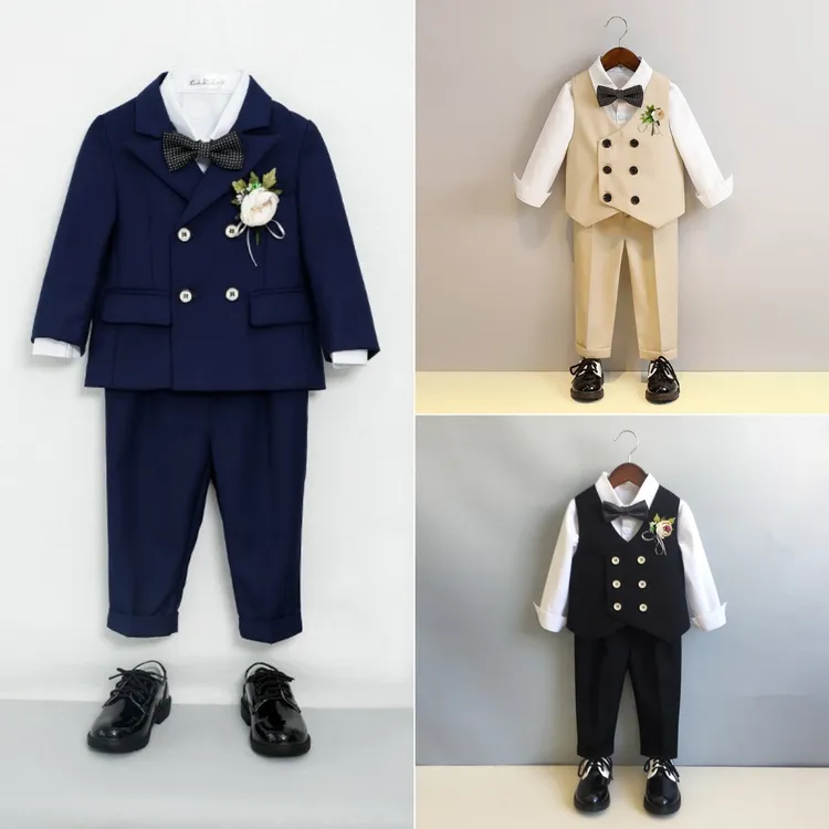 儿童礼服套装春夏秋冬帅气男孩花童周岁男童英伦小西装钢琴演出服