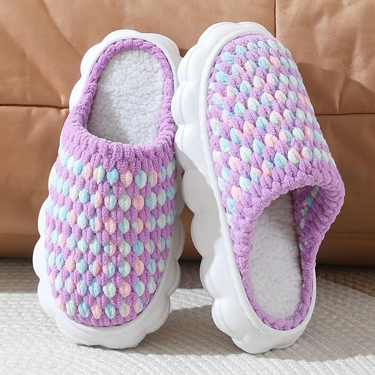 臻鞋坊孺子牛云朵鞋底纯手工拖鞋冰条线钩织拖鞋毛线编织拖鞋成品