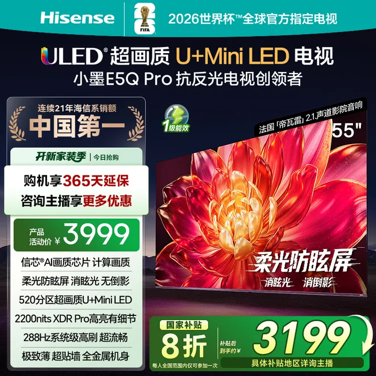 【国补立减】海信小墨E5Q Pro 55英寸 超画质U+MiniLED 高刷电视