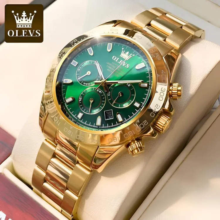OLEVS/欧利时绿水鬼全自动机械表精钢大表盘夜光男士手表迪通拿