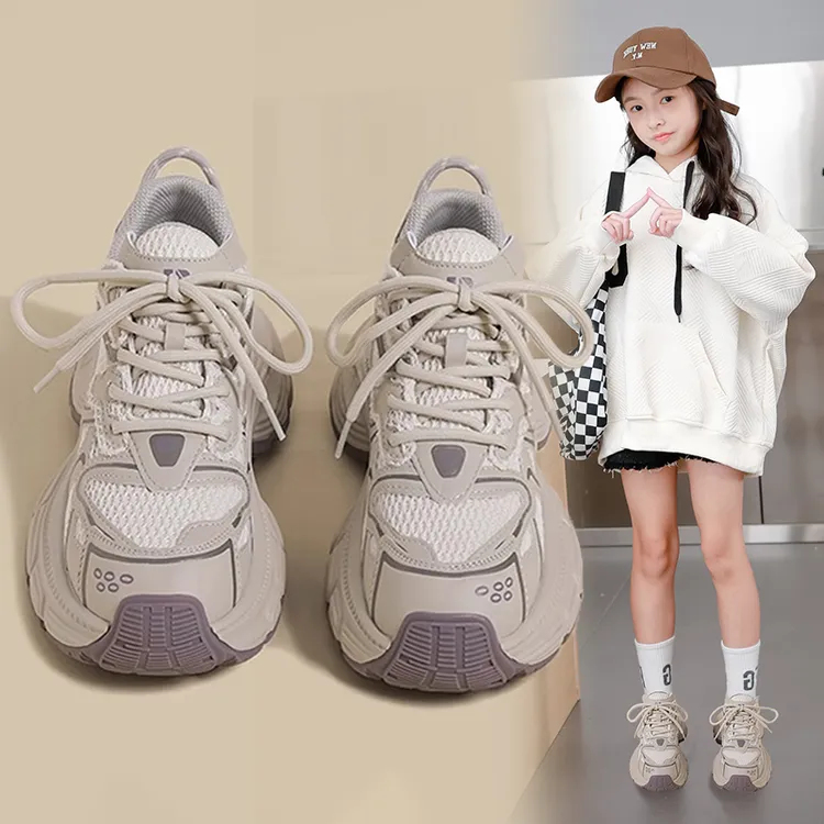 女童运动鞋2025秋冬新款儿童透气学生鞋子中大童女孩休闲鞋老爹鞋