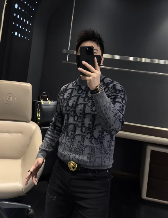 【马哥严选】欧货新款高端冬季男士长袖毛衣潮流时尚字母提花羊毛衫