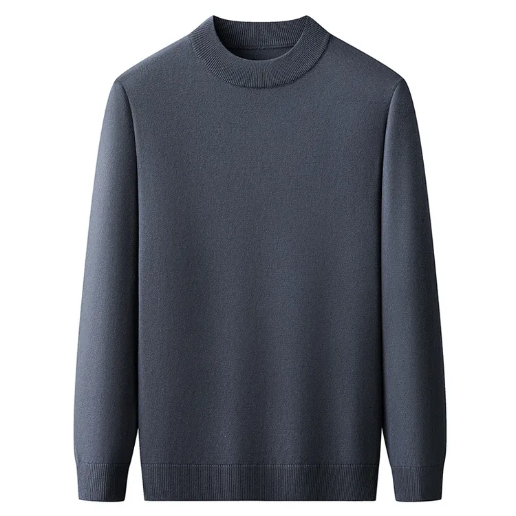2025年秋季新款男士加肥加肥加大码纯色百搭圆领毛衣男加绒毛衣