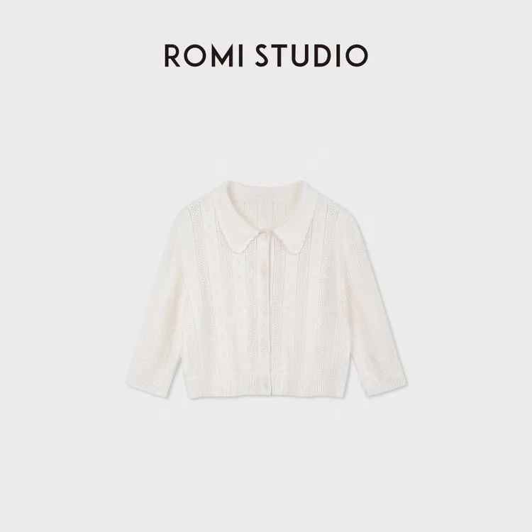 ROMI STUDIO“绢丝开衫”细腻镂空肌理感花边七分袖开衫 RWDSSL2346