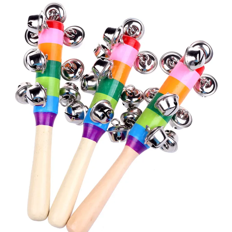 七彩摇铃哗啦棒婴幼儿木质手摇铃棒铃串铃早教益智奥尔夫玩具乐器