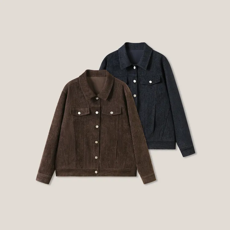 “深秋暖绒绒”经典磨毛正肩天丝梭织外套ss26419