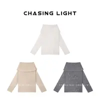 【CHASINGLIGHT】|行走的氛围感|一字肩针织毛衣 M1289