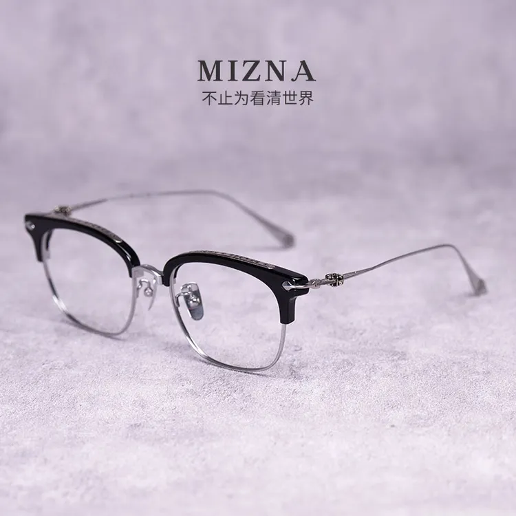 【A14】祖师爷老薛同款超轻纯钛眉毛架半框大脸框专业配镜近视眼镜