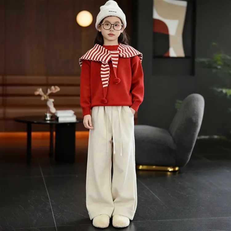 2026新款女大童糯米一体绒休闲裤保暖加厚加绒宽松儿童女童时尚