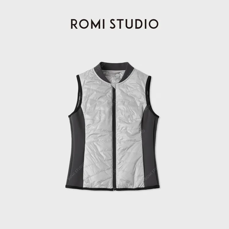 ROMI STUDIO“轻量化”绗缝时尚拼色棒球领运动马甲 RWCAWT6226