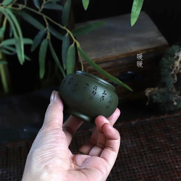 『鸟鸣涧绿泥小灯笼』暖暖精选手工紫砂微盆景菖蒲假山 多肉控养