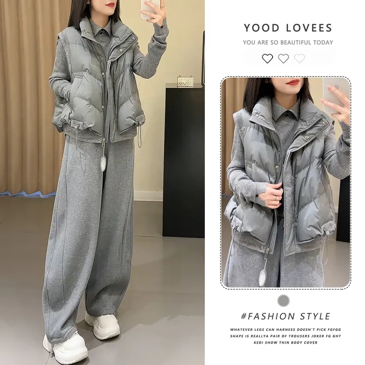 2025超火穿搭一整套装女秋冬季马甲面包服内搭套头打底毛衣休闲裤