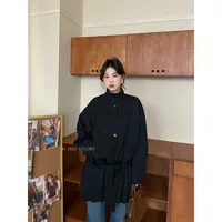 InTree张桶桶【暗夜风琴】立领系腰带百褶下摆风衣ST26925