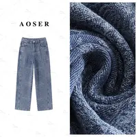 AOSER水洗牛仔裤腰果花女装时尚百搭街头简约风阔腿牛仔裤20172