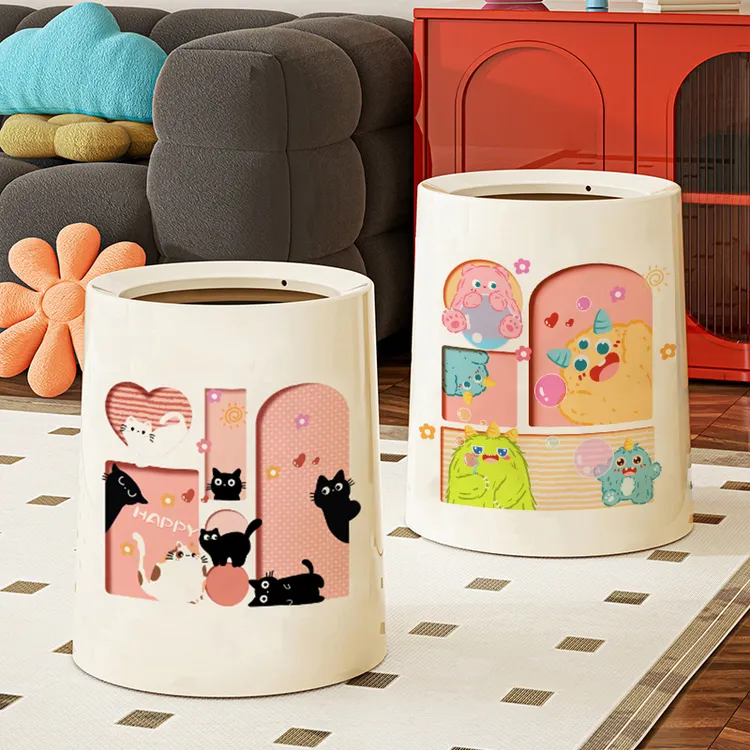 双层大号垃圾桶高颜值家用多巴胺可爱风2025新客厅卫生间大号带盖