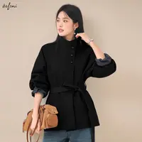 伊芙丽时尚立领一手长风衣女2025秋季新款简约气质通勤1G9960351