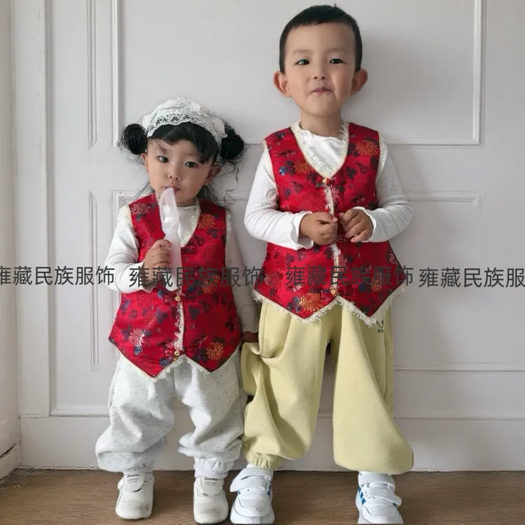 【儿童马甲】男女小孩藏族服装藏装加绒保暖防寒外套民族棉袄马夹