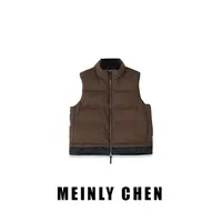 【MEINLY  CHEN】高端设计师款时尚保暖百搭格纹鹅绒服马甲8252330