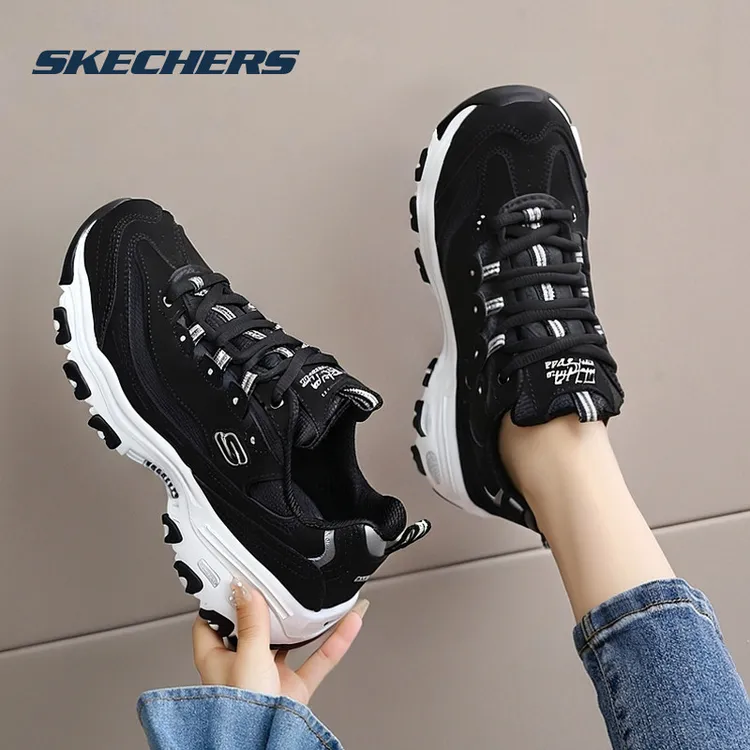 【经典款】斯凯奇女鞋2025秋冬新款黑白熊猫鞋休闲运动鞋厚底老爹鞋