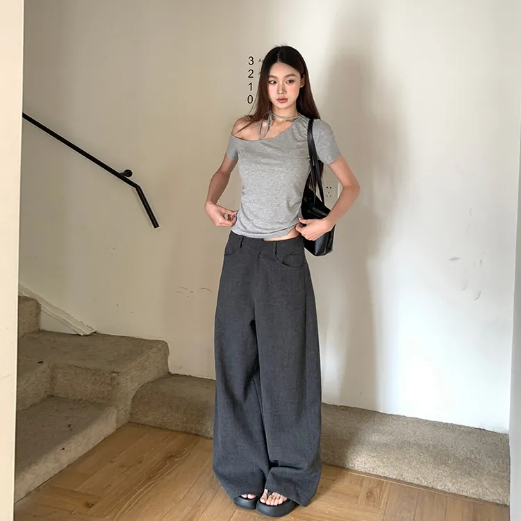 【藏肉裤】秋季高级感直筒阔腿西装垂感休闲裤252V1625