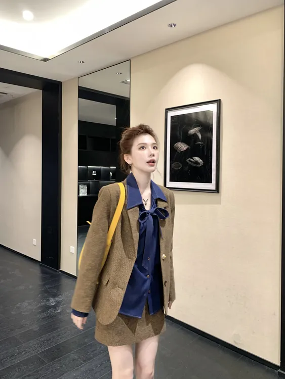 【芝士Cheese】漫步华尔街 韩系温柔秋冬感羊毛西装套装外套+半裙