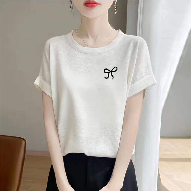 新款正肩雪花棉短袖t恤女士夏季小众时尚印花上衣宽松胖mm体恤衫