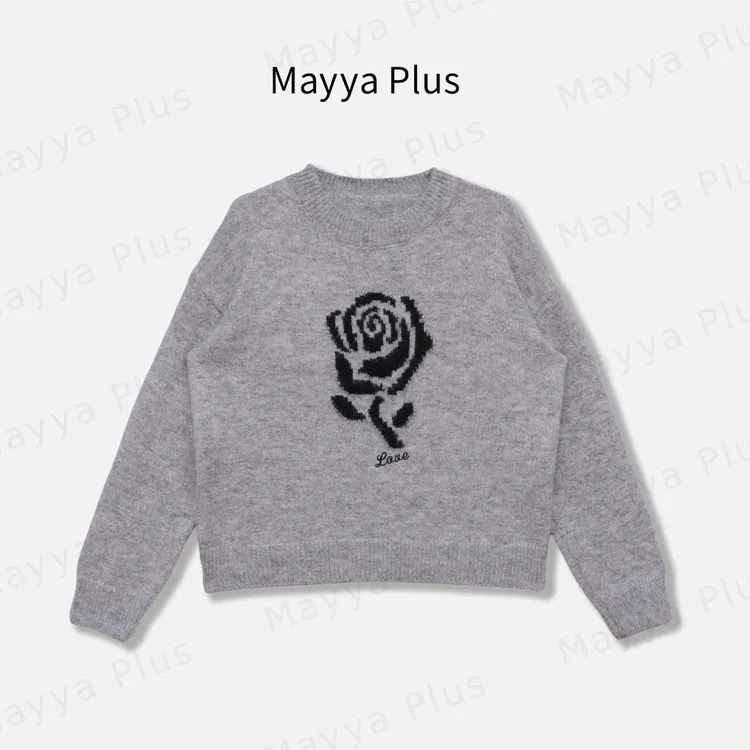 【玫瑰】Mayya Plus麦芽定制法式撞色加厚毛衣圆领针织上衣32546827