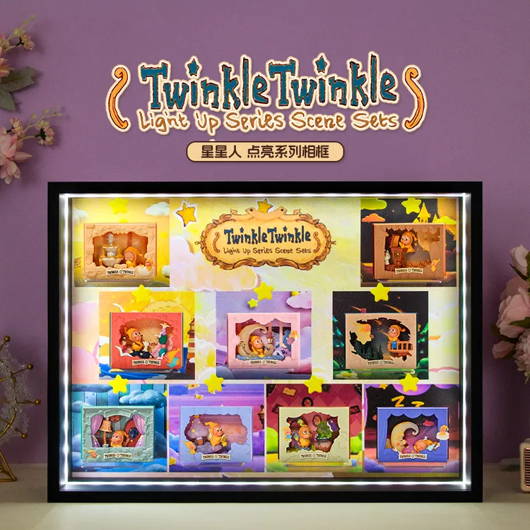 适用POPMART泡泡玛特星星人点亮系列场景手办4代盲盒收纳展示盒