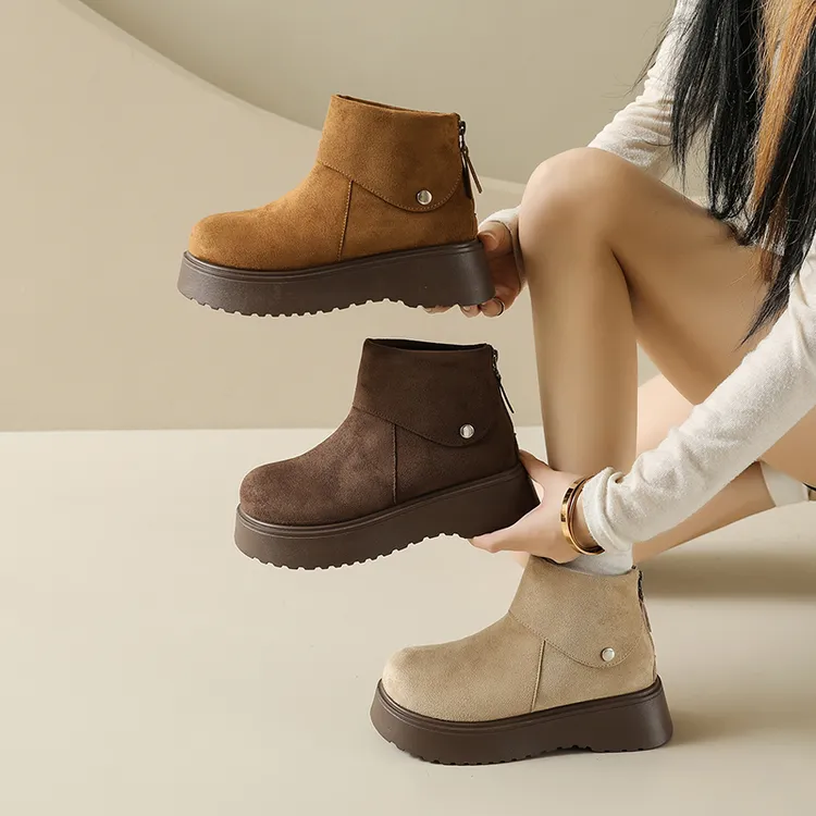 DIETIYA/蝶缇娅小个子厚底雪地靴冬季新款马丁靴加绒保暖勃肯短靴