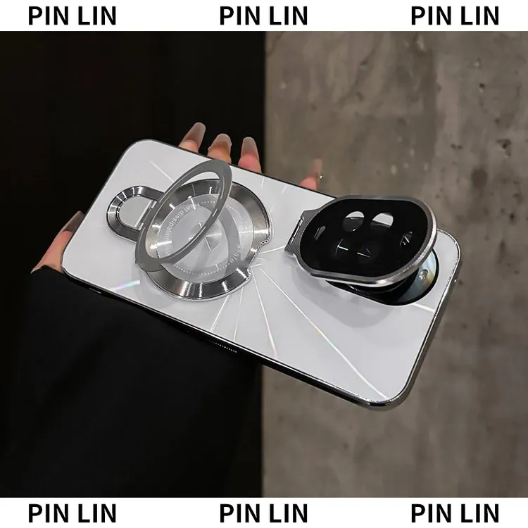 金属磁吸双支架适用华为nova14/13Pro手机壳CD纹镭射电镀全包防摔