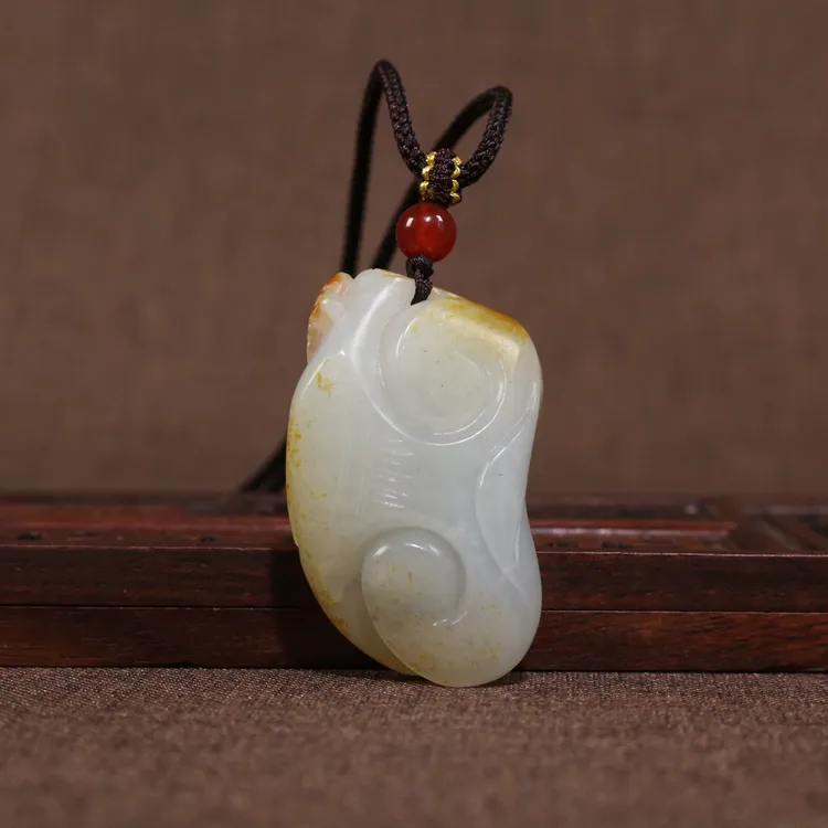 23g新疆和田白玉籽料红沁皮如意吊坠 事事如意独籽挂件老熟油润