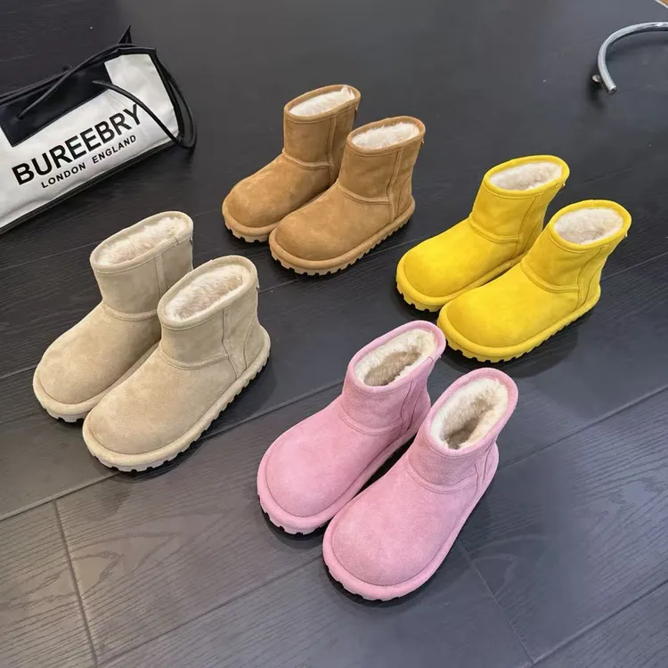 保暖时尚雪地靴小个子雪地靴韩版短筒百搭休闲女士真皮加绒加厚