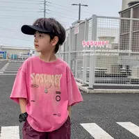 童装男女童夏季2025新款短袖t恤韩版儿童夏款字母印花短袖上衣潮