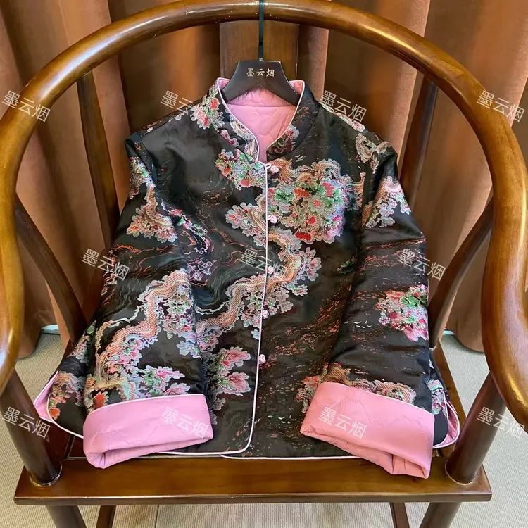 【遇春】新中式双面穿加棉加厚高档复古优雅气质百搭上衣女士棉服