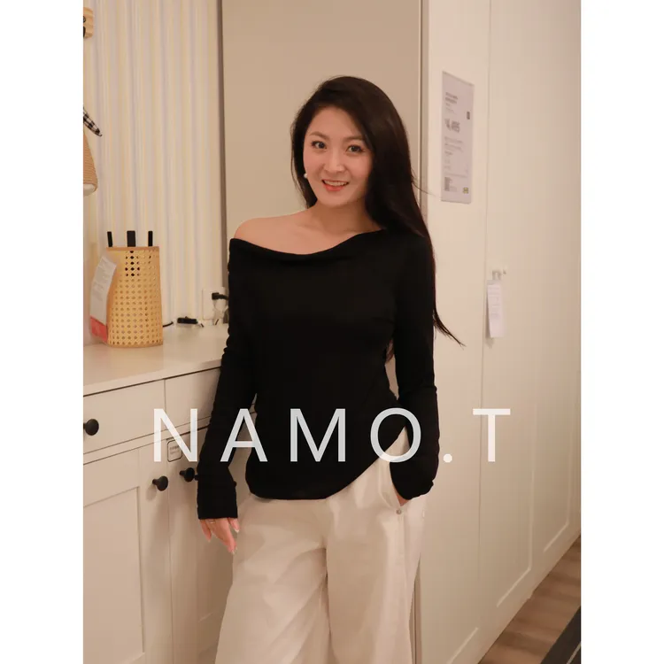 【林夕专属】NAMO.T时尚轻柔一衣三穿天丝羊毛荡领长袖T恤NH311C335