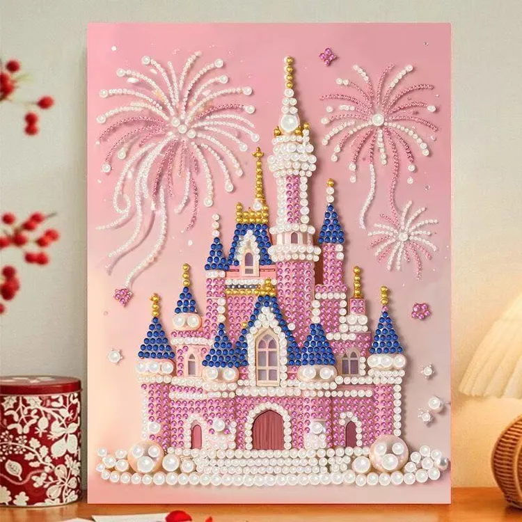 浪漫梦幻城堡珍珠画DIY手工珍珠画创意摆件装饰送朋友礼物自粘画