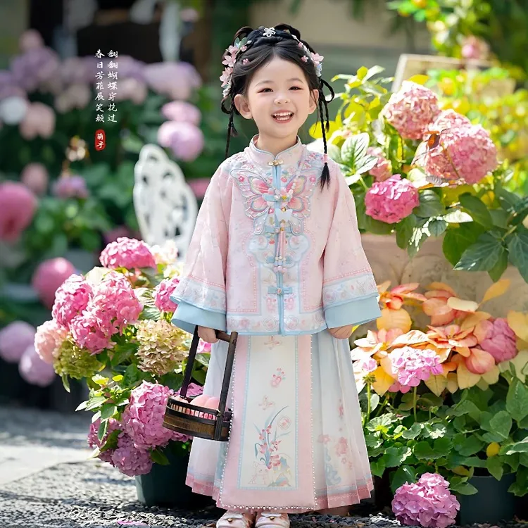 女童马面裙汉服中秋节儿童宝宝国风中式长袖古风超仙套装Ki-1039