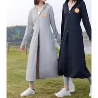 过膝长款防晒外套爆款舒适连帽长袖外套女士时尚纯色简约PA-S219