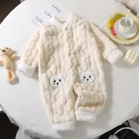 儿童秋冬连体长袖保暖加厚家居睡衣婴儿双面绒爬服外穿卡通连身衣