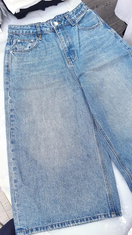 高腰显瘦牛仔八分裤大阔腿牛仔百搭大气牛仔色八分